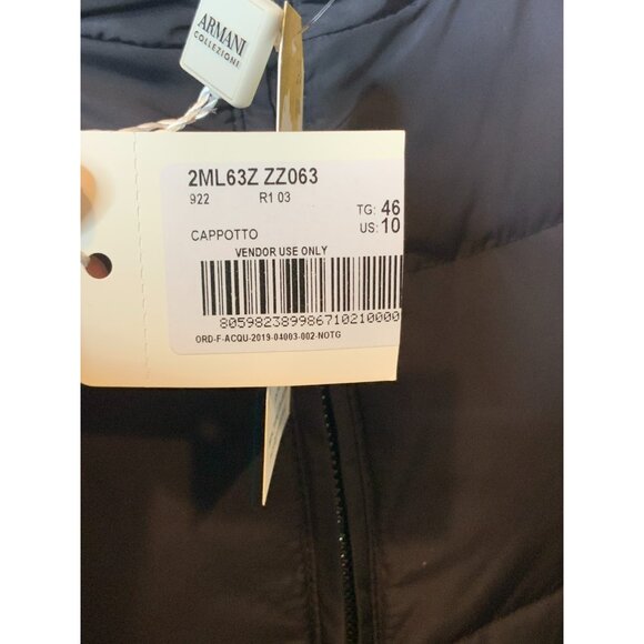 Armani Collezioni Long Black Quilted Down Puffer Coat, Size 10 | 46, NWT! $1,295 - Picture 8 of 11